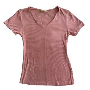 Ribbed T-Shirt V-Neck Top